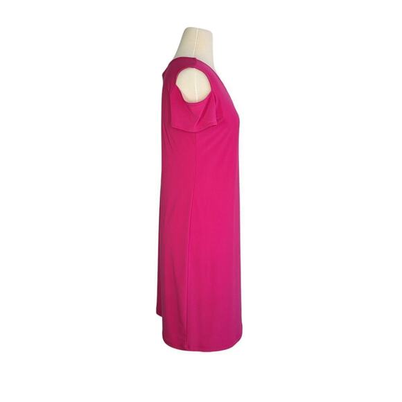 Clara Sunwoo Cold Shoulder Sheath Mini Dress Small Pink V-neck Slinky Stretch - Picture 3 of 9